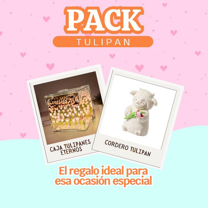 ✨️🐑🌷PELUCHE CORDEITO TULIPAN + TULIPAN INFINITO CAJA DE REGALO🌷🐑✨️